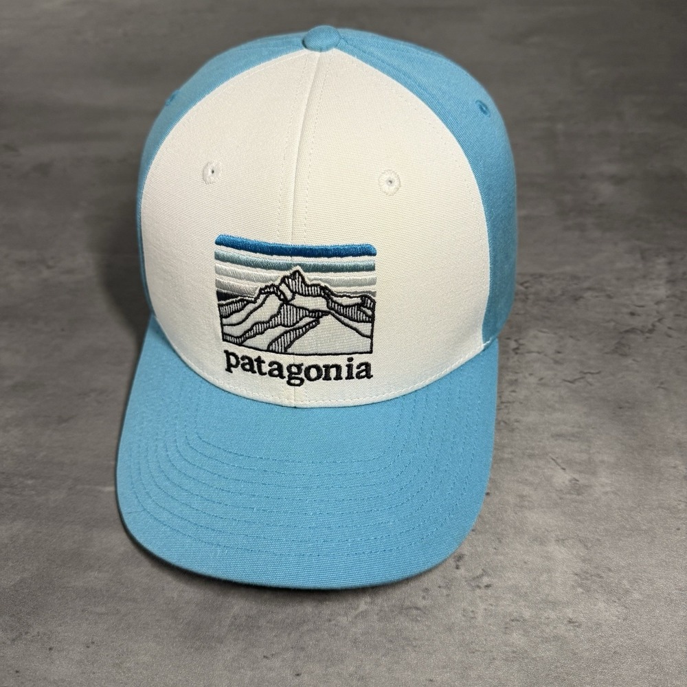 Patagoniaโ SnapBack Hat Line Logo Ridge Trucker Hat Low Profile Blue White